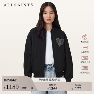 W034JD ALLSAINTS女士涂鸦飞行夹克logo拉链棒球服2026年春季