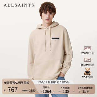 ALLSAINTS男士字母印花卫衣宽松休闲连帽衫2025年秋季男装M001NC