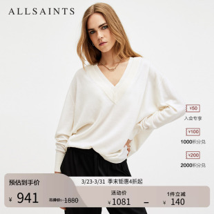 女装 V领针织毛衣春季 W037KB 长袖 ALLSAINTS女士羊毛针织衫