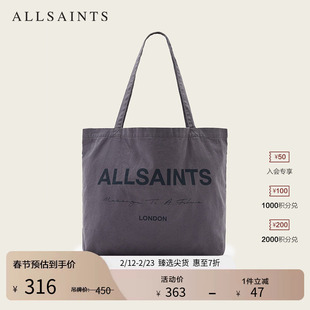 ALLSAINTS男士Logo印花帆布袋单肩托特包2025秋季新款M136XD