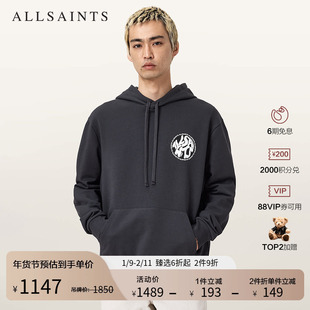ALLSAINTS男士字母印花连帽卫衣休闲上衣2025年秋季新款M023ND