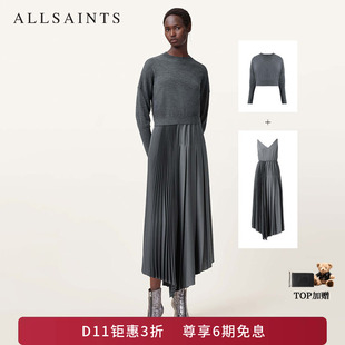 ALLSAINTS女士百褶连衣裙两件套裙装羊毛衫吊带裙2026秋季W029DC