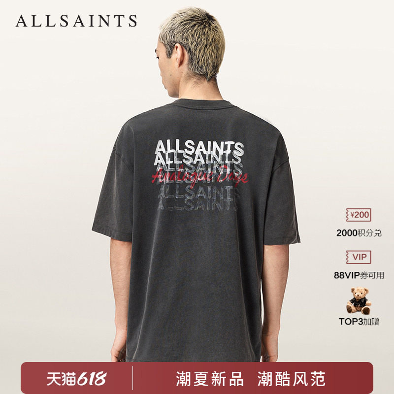 ALLSAINTS男士Logo印花T恤GRAPHENE宽松圆领短袖上衣2026夏季新款