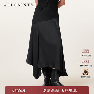 ALLSAINTS女士时尚半身裙PIA拼接小黑裙不对称裙摆2026夏新款