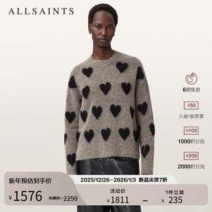 ALLSAINTS女士爱心毛衣柔软针织羊毛混纺2025秋冬季 W043KC 新款