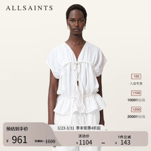 W105PC 女装 ALLSAINTS女士时尚 休闲上衣亚麻混纺宽松2026年春季