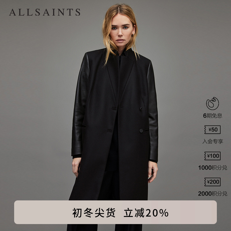 ALLSAINTS女士黑色毛呢外套