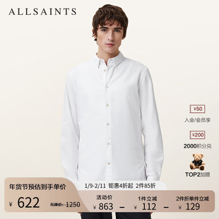ALLSAINTS男士白衬衫舒适棉长袖通勤衬衣2025年秋季M123SC