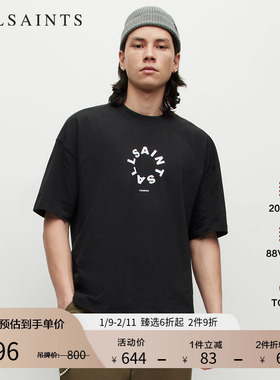 ALLSAINTS男士圆领字母logoT恤官方秋季宽松休闲上衣M072PB