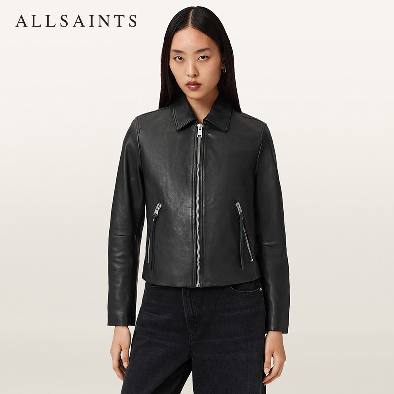ALLSAINTS女士简约修身皮衣Danbury质感真皮夹克外套2026年春季