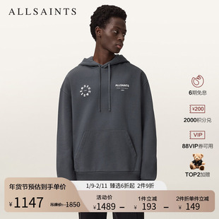 ALLSAINTS男士哥特风连帽卫衣袋鼠兜Logo款2025冬新款M018ND