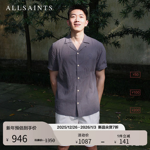 休闲衬衣2025年秋季 明星同款 衬衫 简约短袖 M157SC ALLSAINTS男士