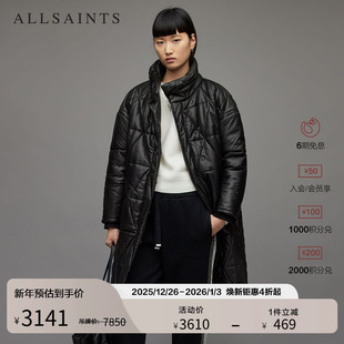 明星同款 外套WL136X ALLSAINTS女士立领夹棉皮革Bon棉服秋季