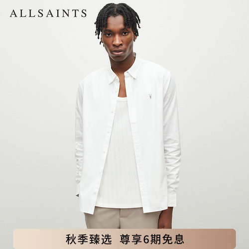 allsaints男士衬衫刺绣休闲长袖