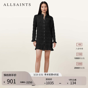 ALLSAINTS女士迷你连衣裙褶饰气质短裙子2026年春季 W062DC 女装