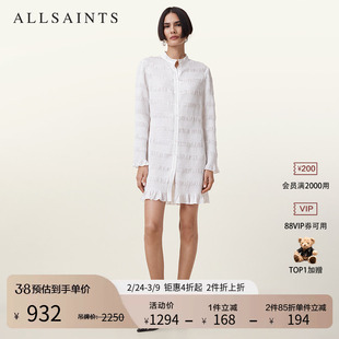 ALLSAINTS女士迷你连衣裙法式褶饰气质短裙子2025年秋季W062DC