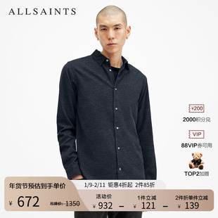 ALLSAINTS男士休闲羊头衬衫纯棉纯色衬衣秋季男装M151SB