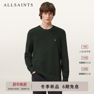 新款 2025冬季 M089KB 华夫格圆领毛衣羊头针织衫 ALLSAINTS男士