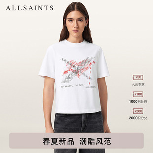 ALLSAINTS女士爱心印花T恤HEARTACHE休闲短袖 上衣2026春夏新款