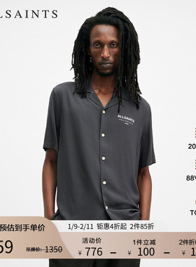 ALLSAINTS男士轻盈短袖衬衫logo衬衣威夷衫秋季男装M158SB