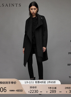 ALLSAINTS女士呢子大衣盐系轻熟风保暖毛呢外套秋季WO162R
