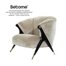 研舍摩登复古实木脚卡彭花瓣椅酒店民宿皮布艺单人沙发新款 实拍I