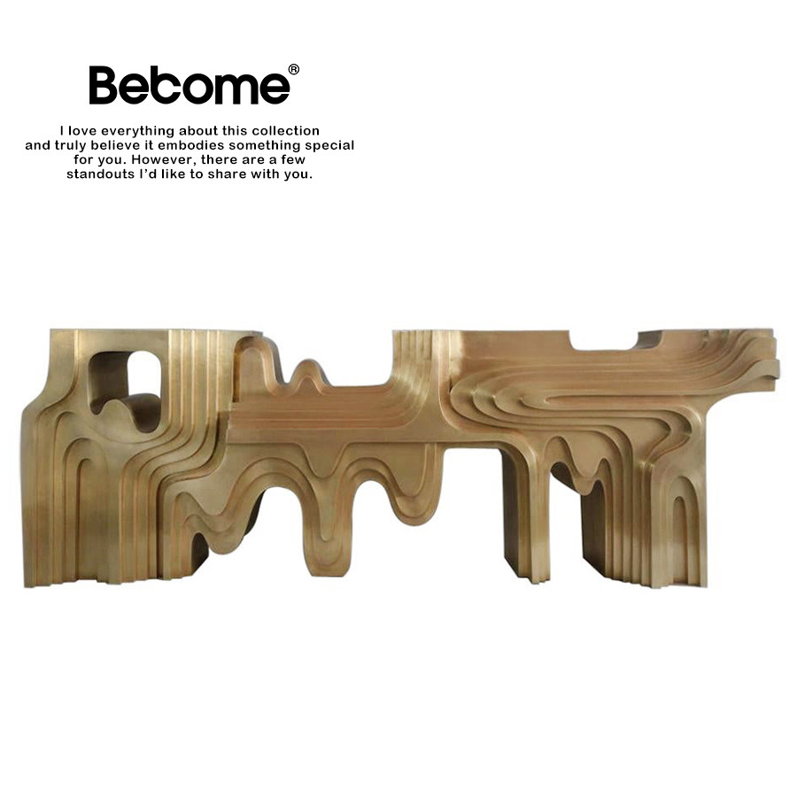 中古侘寂风玄关台创意山水波浪