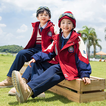 幼儿园园服秋冬三合一冲锋衣套装小学生校服春秋三件套季儿童班服