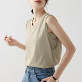 内搭宽松上衣薄款 打底背心女夏外穿无袖 t恤雪花棉遮副乳遮肉西装