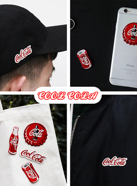 可口可乐系列刺绣贴自粘型布贴diy手机壳手账本文具装饰贴围巾贴