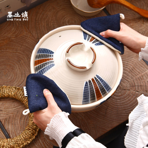 日式牛仔锅把手隔热手套家用锅帽