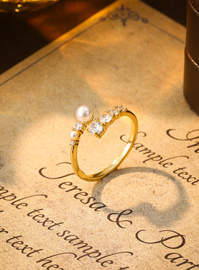 新款微镶锆石开口戒指女小众设计感高级轻奢指环时尚简约百搭首饰