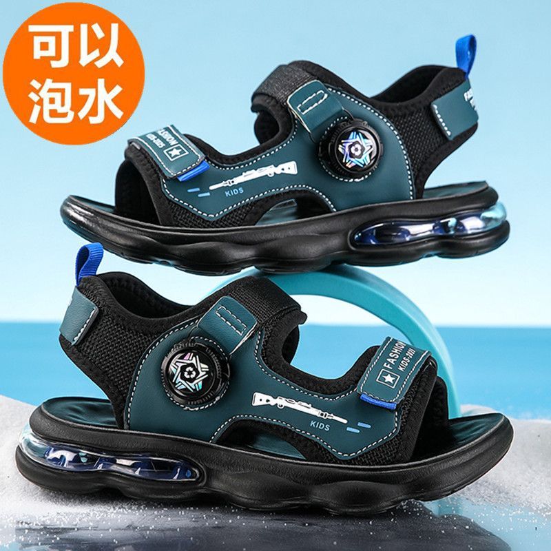 真皮男童凉鞋夏季2025新款儿童气垫软底减震防滑可下水男孩大童沙