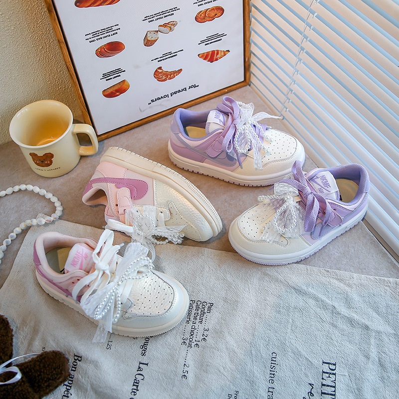 可爱珍珠结运动鞋女童板鞋2025