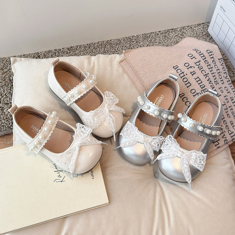 女童皮鞋2026春季新款蕾丝蝴蝶结公主鞋女孩中大童单鞋学生表演鞋