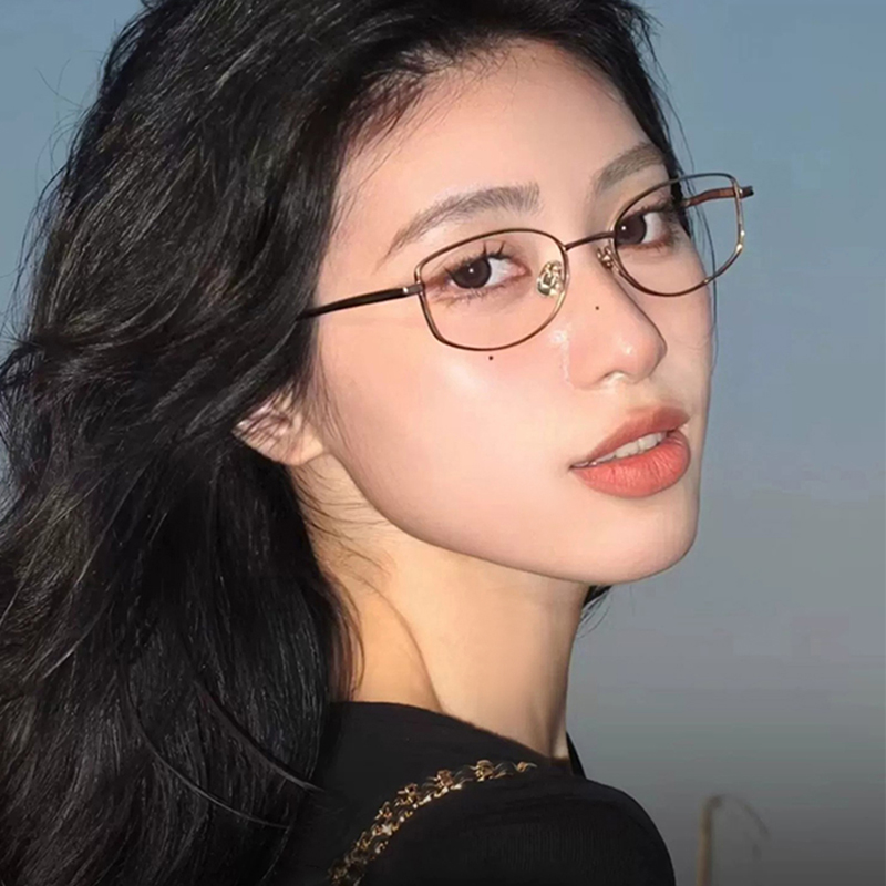 高级感超轻纯钛猫眼眼镜近视女可配度数防蓝光素颜神器眼睛镜框架