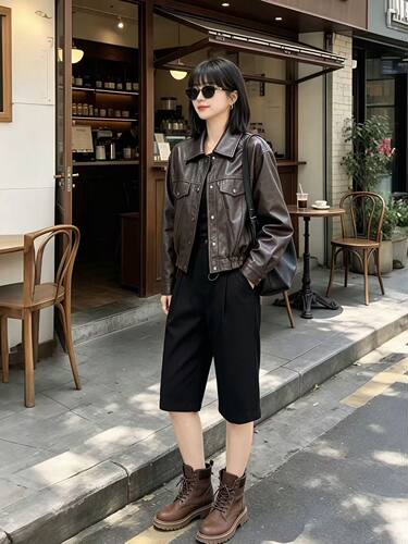 欧货爆款2026秋季新款韩版时尚百搭宽松显瘦皮衣外套女设计感潮范