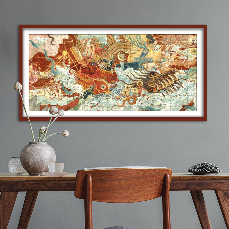 洛神赋512片拼图实木白黑红木色