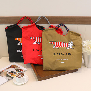 ball 红色卡通图案帆布手提托特包斜挎女包大容量通勤包 chain新款