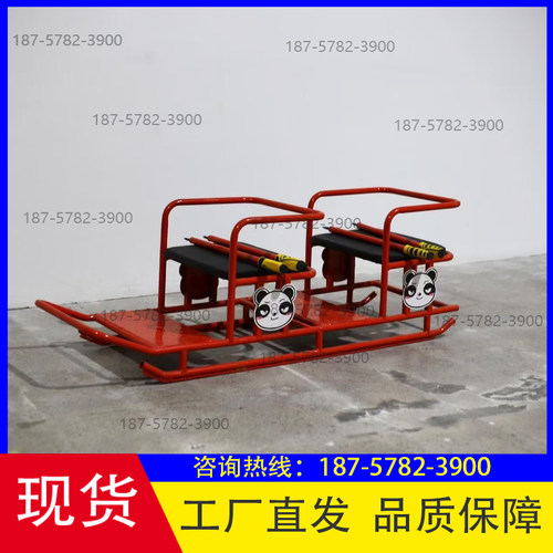 熊猫滑冰车双人爬犁亲子冰上自行车二人转雪地自行车冰雪游乐设备