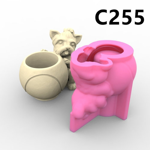 创意小动物DIY3D笔筒花盆卡通摆件香薰蜡烛蛋糕硅胶模具C255