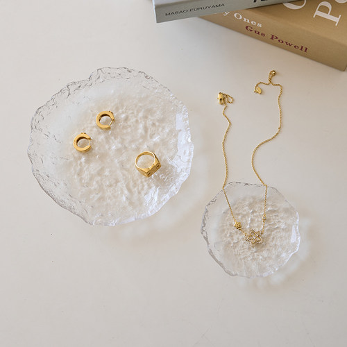 玻璃盘ins冰川纹水晶玻璃盘