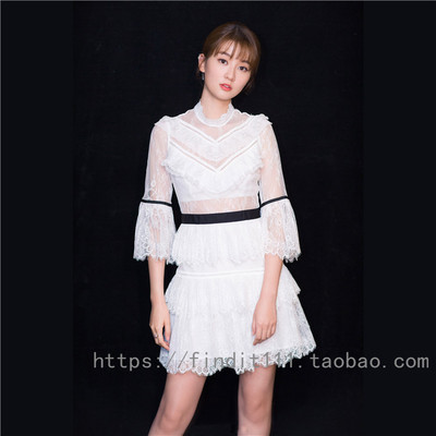 修身显瘦蕾丝白色仙女连衣裙
