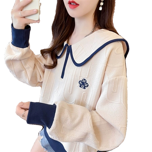 早春娃娃领卫衣女春秋季韩版宽松初春百搭学生薄款小个子上衣外套