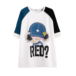 小众设计感短袖t恤女夏季韩版宽松大码女装中长款下衣失踪上衣服