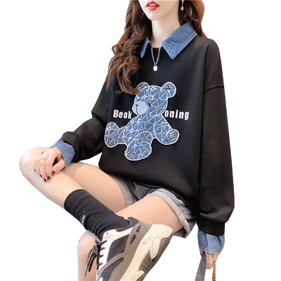娃娃领卫衣女宽松薄款棉慵懒风