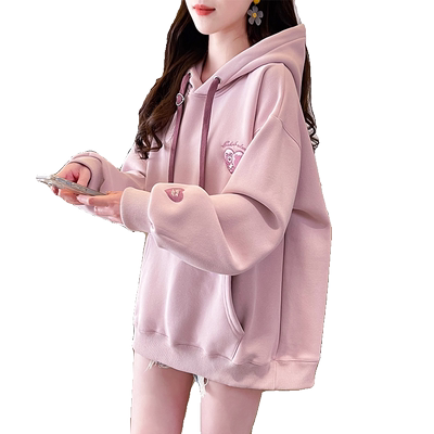 薄款宽松小个子刺绣卫衣女