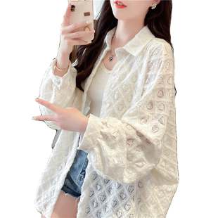 户外透气防晒衣衬衫女夏季韩版宽松大码中长款防晒服空调衫外套潮