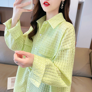 韓版 夏季 防曬衣女2023新款 外套 休閑時(shí)尚 開衫 寬松透氣冰絲薄款 襯衫