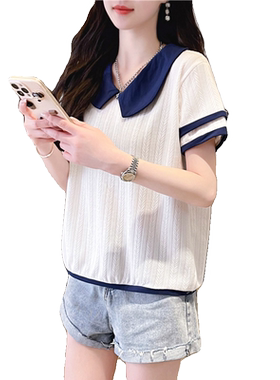 短袖t恤女小个子薄款娃娃领